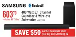 The Brick SAMSUNG B-Series 5.1 Channel Soundbar with Wireless Subwoofer (HW-B750F/ZC) offer