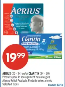 Pharmaprix AERIUS (20-24) or CLARITIN (24-30) Allergy Relief Products offer