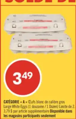 Pharmaprix CATÉGORIE A Large White Eggs 1Dozen offer