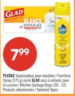 Pharmaprix PLEDGE Furniture Spray (275 g) ou/or GLAD Kitchen Garbage Bags (30 - 52) offer