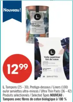 Pharmaprix L Tampons (25 - 30), Liners (100) or Ultra Thin Pads (36 - 42) offer