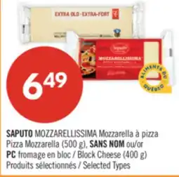 Pharmaprix SAPUTO Pizza Mozzarella (500 g), NO NAME or PC Block Cheese (400 g) offer