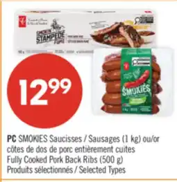 Pharmaprix PC SMOKIES Sausages (1 kg), Fully Cooked Pork Back Ribs (500 g) offer