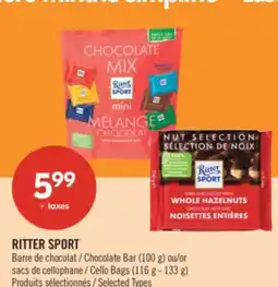 Pharmaprix RITTER SPORT Chocolate Bar (100 g) or Cello Bags (116 g - 133 g) offer