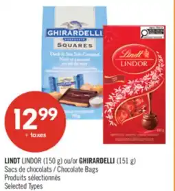 Pharmaprix LINDT LINDOR (150 g) or GHIRARDELLI (151 g) Chocolate Bags offer