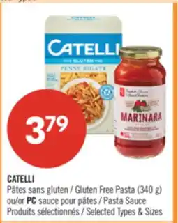 Pharmaprix CATELLI Gluten Free Pasta (340 g) or PC Pasta Sauce offer