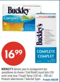 Pharmaprix BUCKLEY'S Cold Relief Liquid Gels (24) or Cough Syrup offer