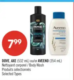 Pharmaprix DOVE, AXE (532 mL) or AVEENO (354 mL) Body Wash offer