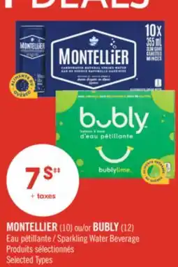 Pharmaprix MONTELLIER (10) or BUBLY (12) Sparkling Water Beverage offer