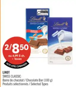 Pharmaprix LINDT SWISS CLASSIC Chocolate Bar offer
