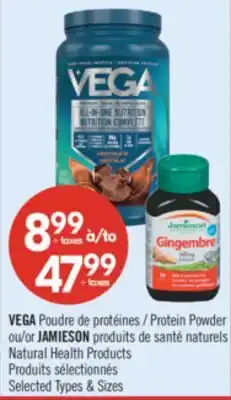 Pharmaprix VEGA Protein Powder or JAMIESON Natural Health Products offer
