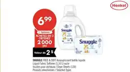 Pharmaprix SNUGGLE FREE & SOFT Liquid Fabric Softener (1,16 L) or Dryer Sheets (120) offer