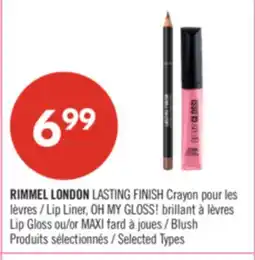 Pharmaprix RIMMEL LONDON LASTING FINISH Lip Liner, OH MY GLOSS! Lip Gloss or MAXI Blush offer