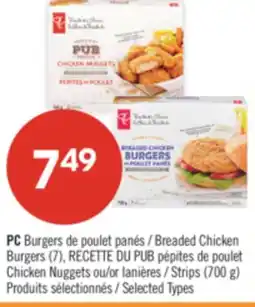Pharmaprix PC Breaded Chicken Burgers (7), RECETTE DU PUB Chicken Nuggets or Strips (700 g) offer
