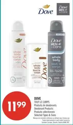 Pharmaprix DOVE TOUT LE CORPS Deodorant Products offer