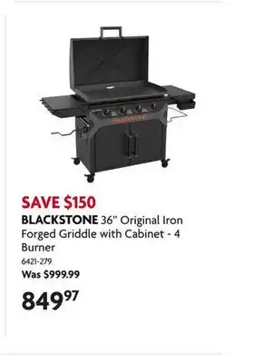 Home Hardware 36 Original Iron Forged Griddle with Cabinet - 4 Burner offer