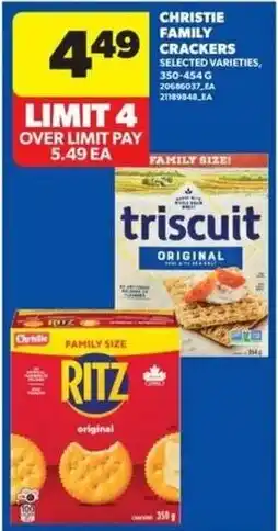 Wholesale Club Christie family crackers selected varieties offer