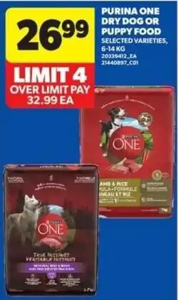 Wholesale Club Purina One dry dog or puppy food offer