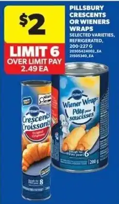 Wholesale Club Pillsbury crescents or wieners wraps offer