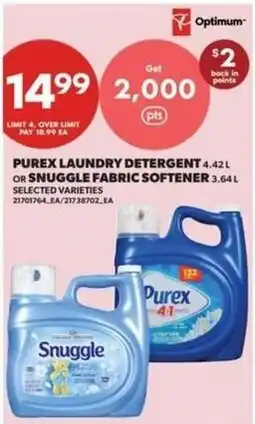 Wholesale Club Purux laundry detergent or Snuggle fabric softener offer