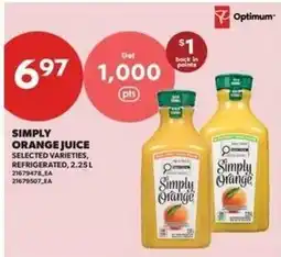 Wholesale Club Simply orange juice offer