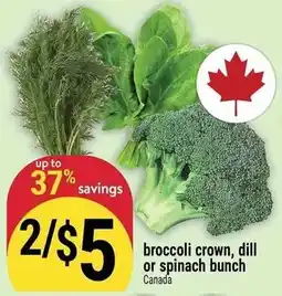 Marché Adonis broccoli crown, dill or spinach bunch offer