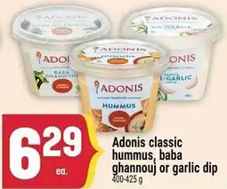 Marché Adonis Adonis classic hummus, baba ghanouj or garlic dip offer