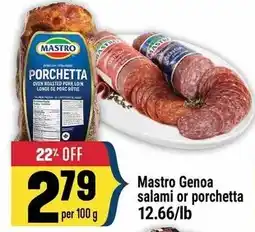 Marché Adonis Mastro Genoa salami or porchetta offer