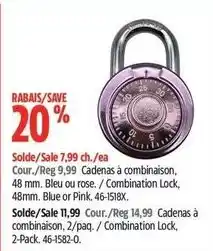 Canadian Tire Combination Lock offer