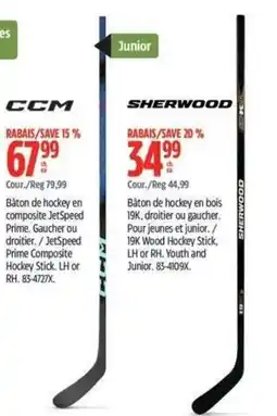 Canadian Tire Sherwood 19K Wood Hockey Stick offer