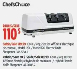 Canadian Tire ChefsChoice electric knife sharpener model 120 offer