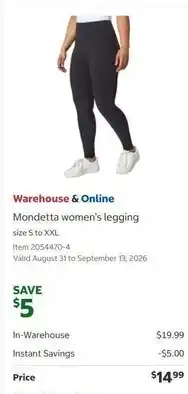 Costco Monetta women's legging offer