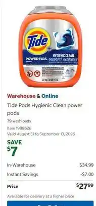 Costco Tide Pods Hygienic Clean power pods offer
