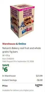 Costco Nature's Bakery real fruit and whole grains fig bars offer