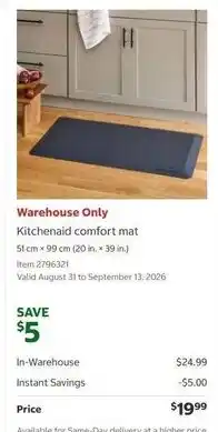 Costco Warehouse Only Kitchenaid comfort mat offer