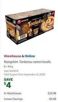 Costco Nongshim Tonkotsu ramen bowls offer