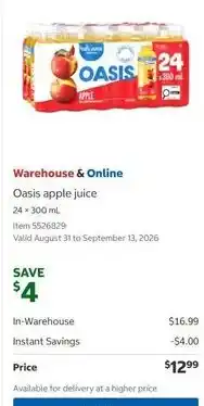 Costco Oasis apple juice offer