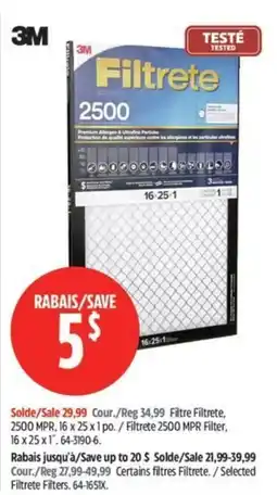 Canadian Tire 3M Filtrete 2500 offer