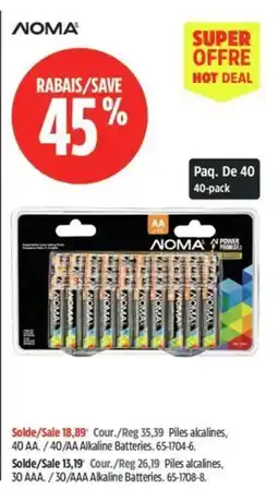 Canadian Tire Noma alkaline batteries offer
