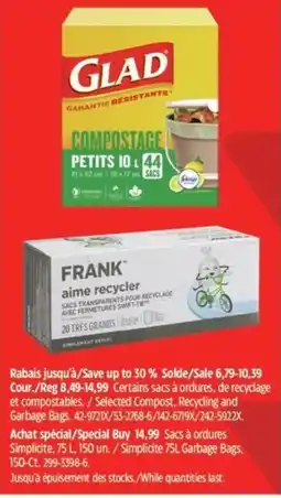 Canadian Tire Frank sacs à ordures offer