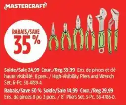 Canadian Tire Mastercraft high visibility pliers and wrench set 6 pc offer