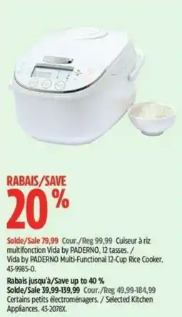 Canadian Tire Vida by PADERNO Multi-Functional 12-Cup Rice Cooker offer
