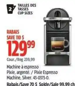 Canadian Tire Pixie Espresso Machine, Silver offer