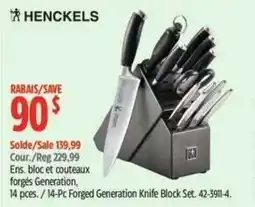 Canadian Tire Henckels 14-Pc Forged Generation Knife Block Set offer