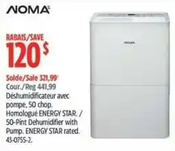 Canadian Tire Noma 50-Pint Dehumidifier with Pump offer
