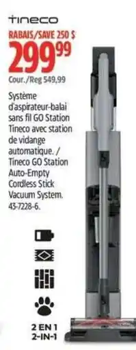 Canadian Tire Tineco GO Station Auto-Empty Cordless Stick Vacuum System offer