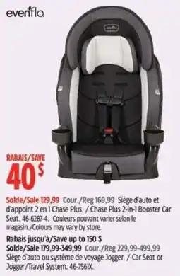 Canadian Tire evenflo chase plus 2-in-1 booster car seat offer