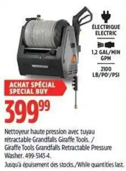 Canadian Tire Grandfalls Giraffe Tools Retractable Pressure Washer offer