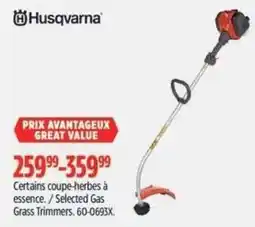 Canadian Tire Husqvarna selected gas grass trimmers offer
