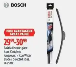 Canadian Tire Bosch icon wiper blades selected sizes offer
